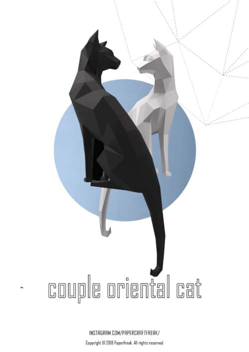 Papercraft oriental cat in origami 3D