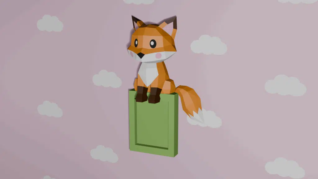 Papercraft renard assis en origami 3D Papercraft renard assis en origami 3D