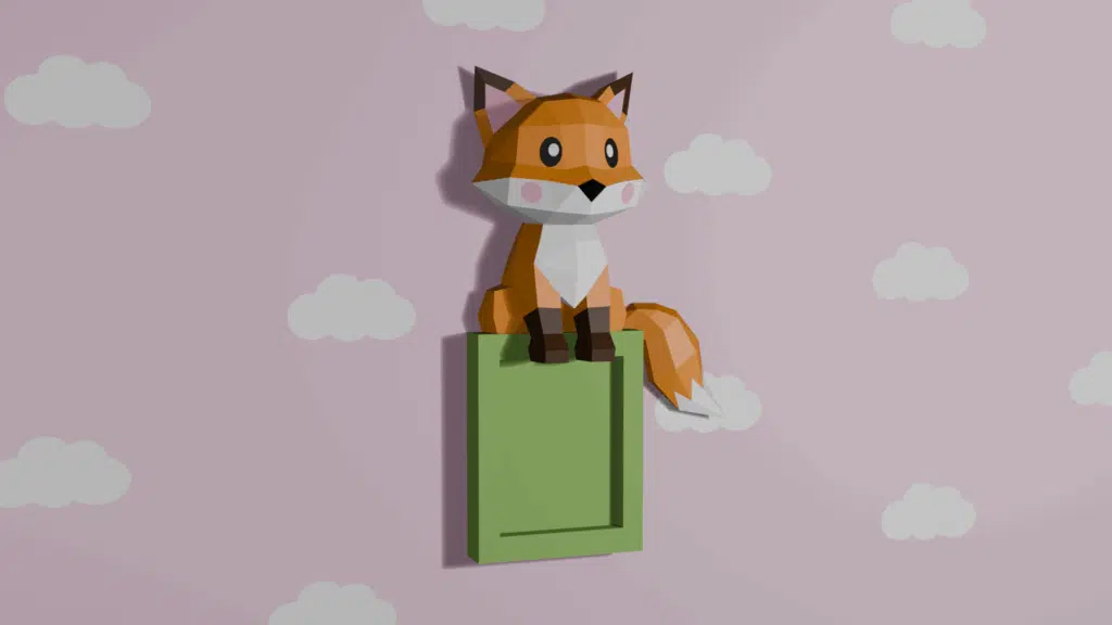 Papercraft renard assis en origami 3D Papercraft renard assis en origami 3D