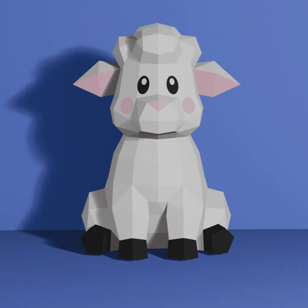 Papercraft de mouton assis en origami 3D