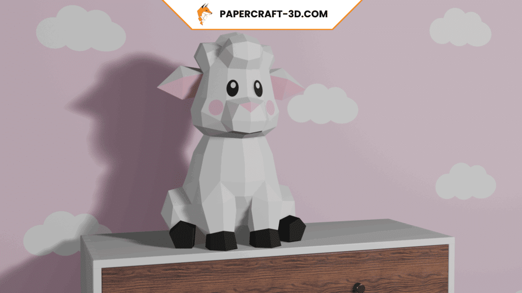 Papercraft de mouton assis en origami 3D Papercraft de mouton assis en origami 3D