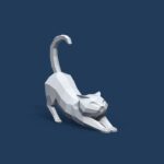 Papercraft de chat qui s'étire en origami 3D