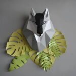 Papercraft cabeça de lobo em origami 3D