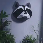 Papercraft tête de raton laveur en origami 3D