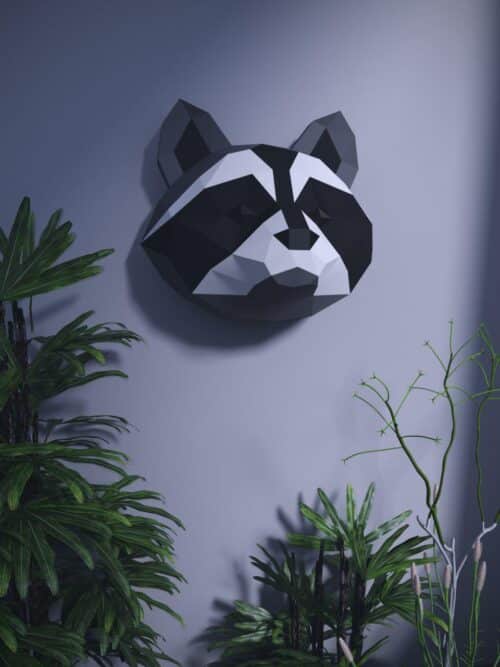 Papercraft origami 3D Waschbärenkopf