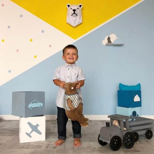 Papercraft de cabeça de urso em origami 3D
