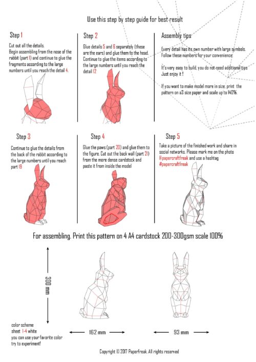 Papercraft kleiner Hase in Origami 3D