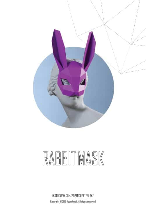 Papercraft Hasenmaske für Halloween in Origami 3D