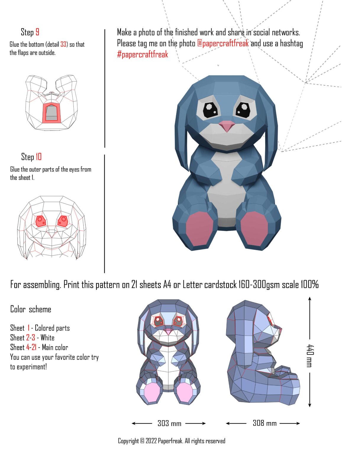 Papercraft of big rabbit in 3D origami Papercraft of big rabbit in 3D origami