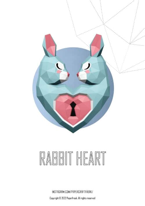 Papercraft di coniglio cuore in origami 3D
