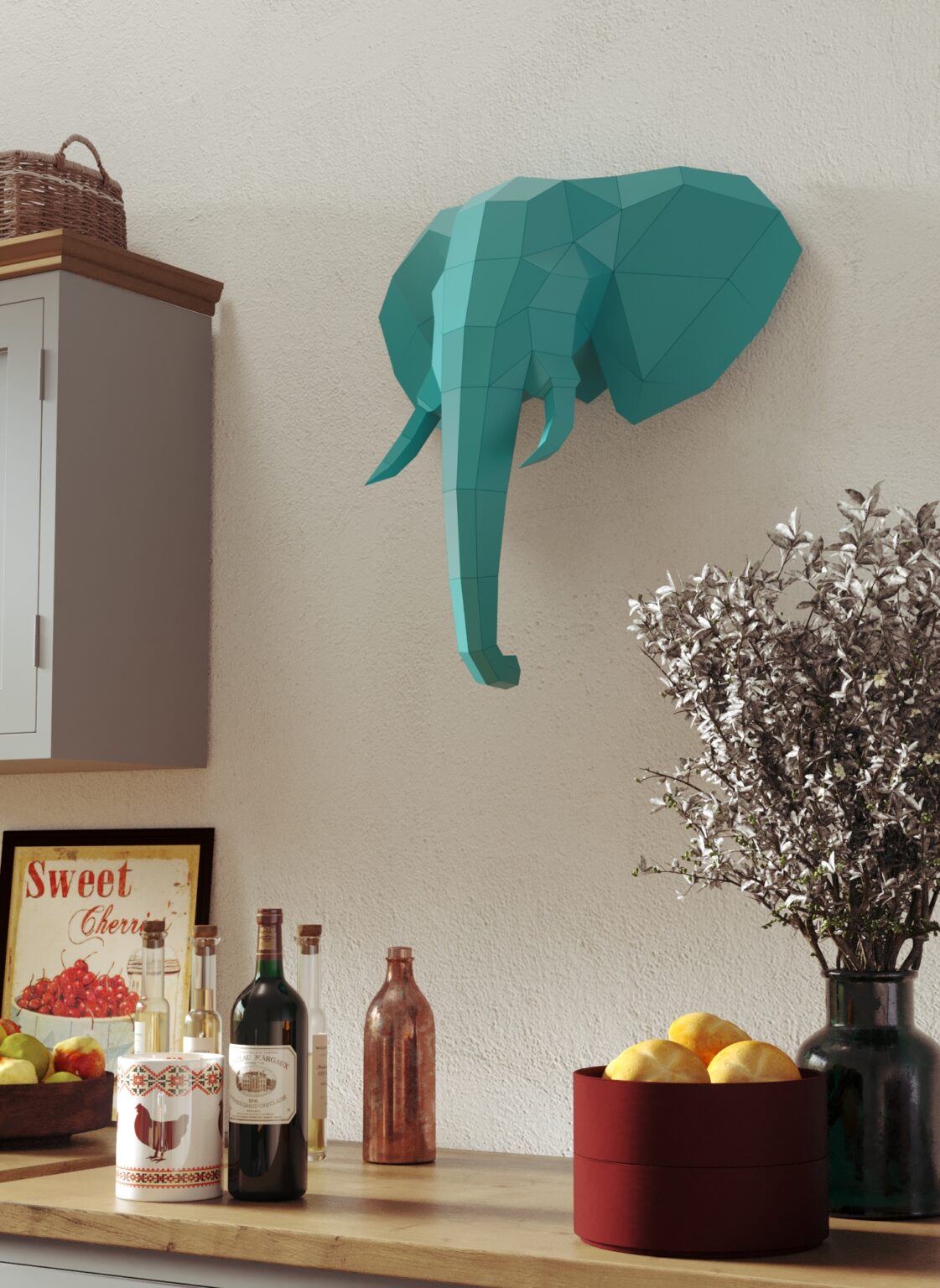 Papercraft Elefantenkopf in 3D-Origami