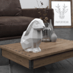 Papercraft de lapin assis en origami 3D