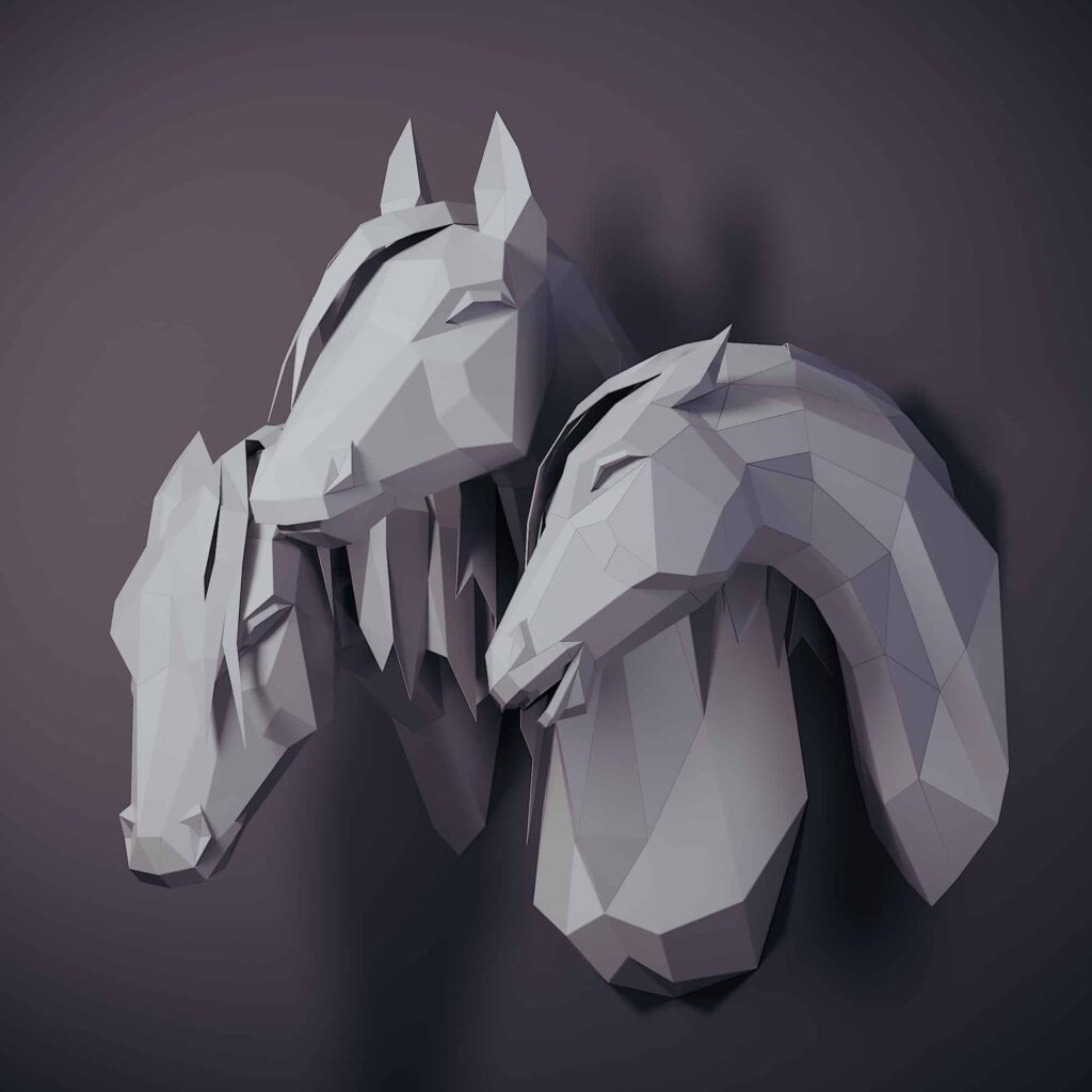 Papercraft de cheval arabe en origami 3D