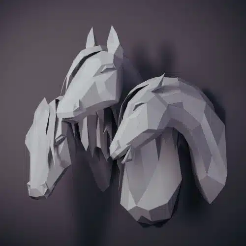 Papercraft de cheval arabe en origami 3D