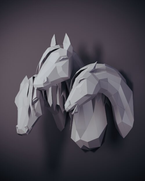 Papercraft de cheval arabe en origami 3D