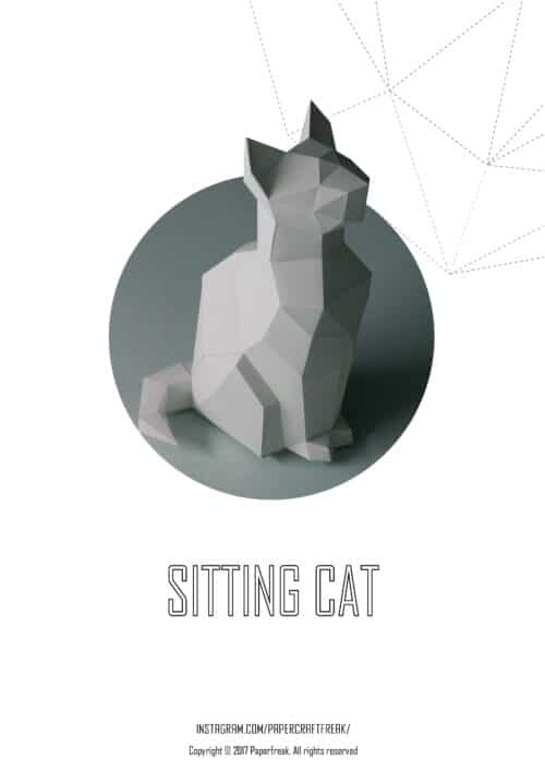 Papercraft cat in origami 3D