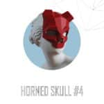 Papercraft de máscara de calavera con cuernos en origami 3D