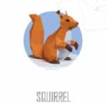 Papercraft squirrel in 3D origami