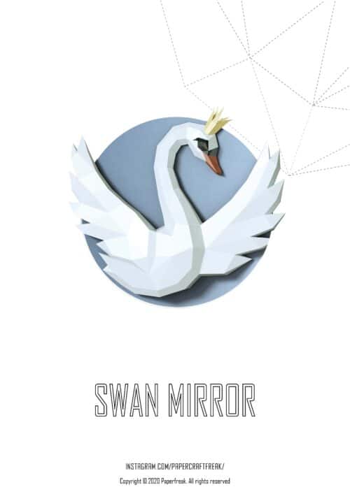 Papercraft von Schwan mit Krone in 3D-Origami
