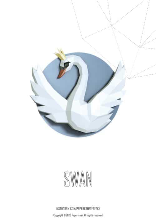 Papercraft von Schwan mit Krone in 3D-Origami