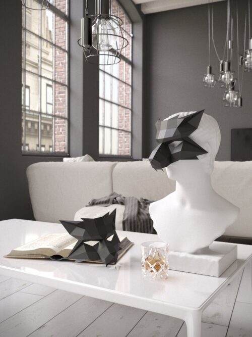 Papercraft wolfmaske origami 3D