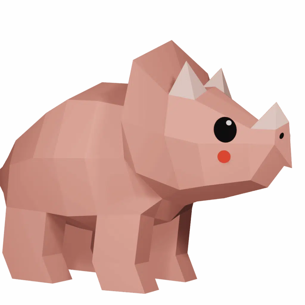 Papercraft de tricératops en origami 3D
