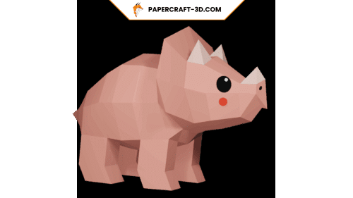 Mini tricératops en papercraft 3D