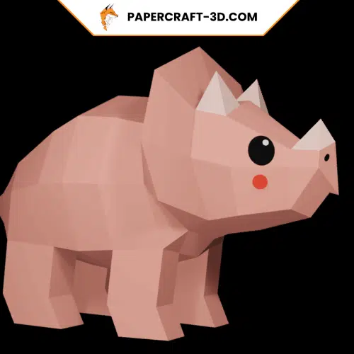Mini tricératops en papercraft 3D