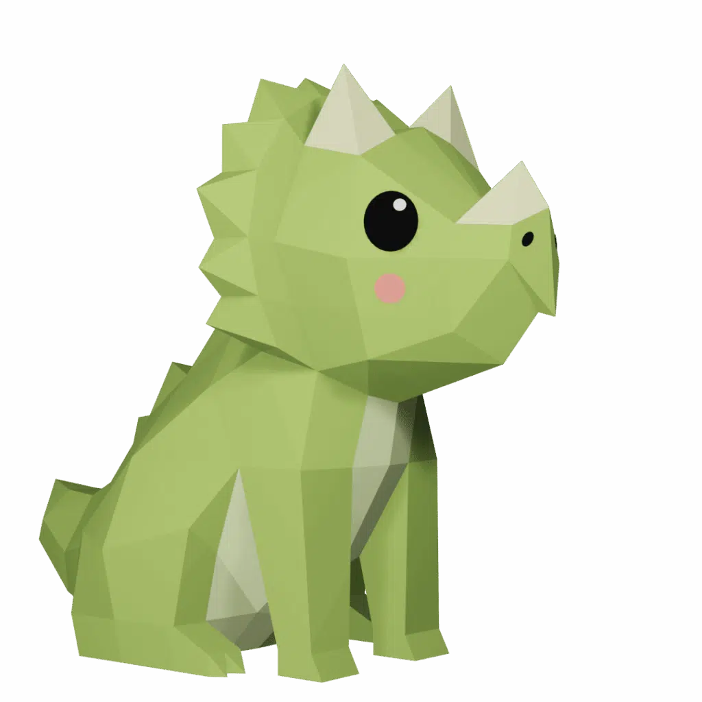 Papercraft de dinosaure assis en origami 3D