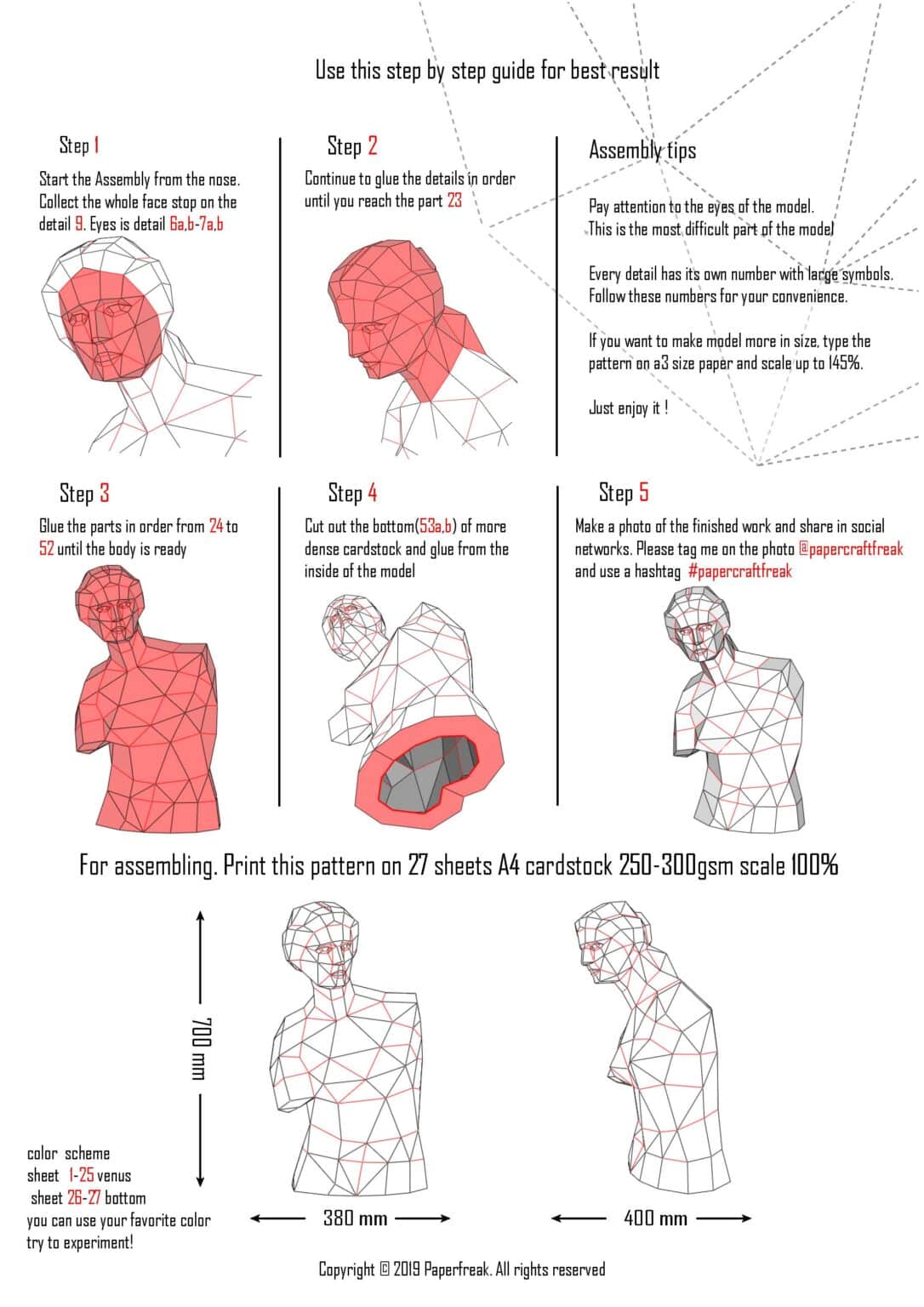 Papercraft d'origami 3D Venus de Milo Papercraft d'origami 3D Venus de Milo