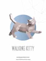 Papercraft walking cat in origami