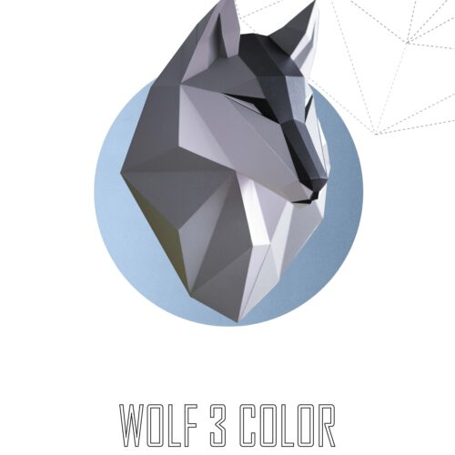 Papercraft tête de loup en origami 3D