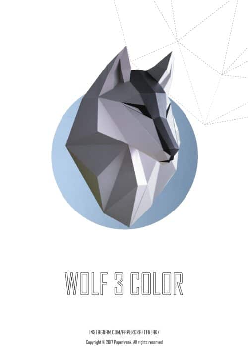 Papercraft cabeça de lobo em origami 3D