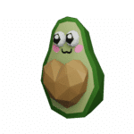Papercraft di avocado con cuore in origami 3D