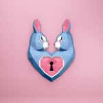 Papercraft di coniglio cuore in origami 3D