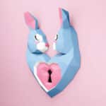 Papercraft di coniglio cuore in origami 3D