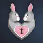 Papercraft di coniglio cuore in origami 3D