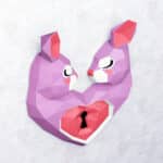Papercraft di coniglio cuore in origami 3D