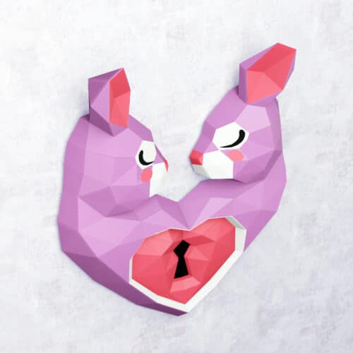 Papercraft di coniglio cuore in origami 3D