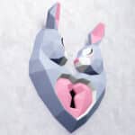 Papercraft di coniglio cuore in origami 3D