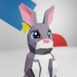 Papercraft di coniglio carino in origami 3D
