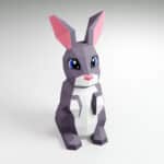 Papercraft di coniglio carino in origami 3D