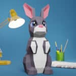 Papercraft di coniglio carino in origami 3D