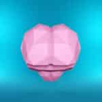 Papercraft brain sculpture in origami