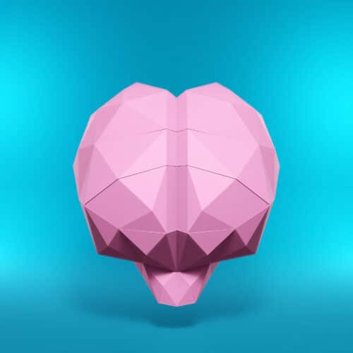 Papercraft brain sculpture in origami