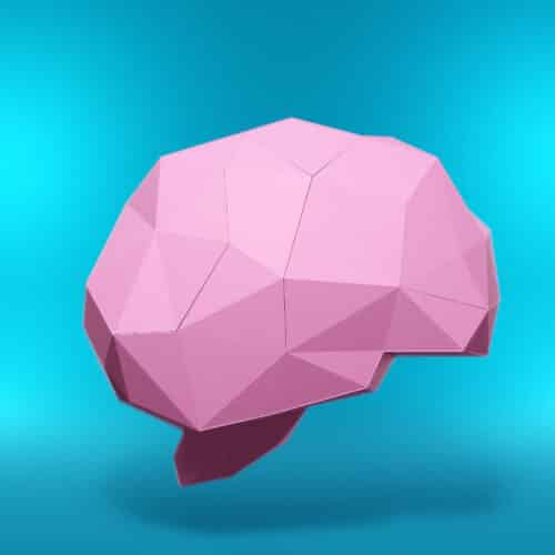 Papercraft brain sculpture in origami