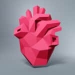 Papercraft de corazón anatómico en origami 3D