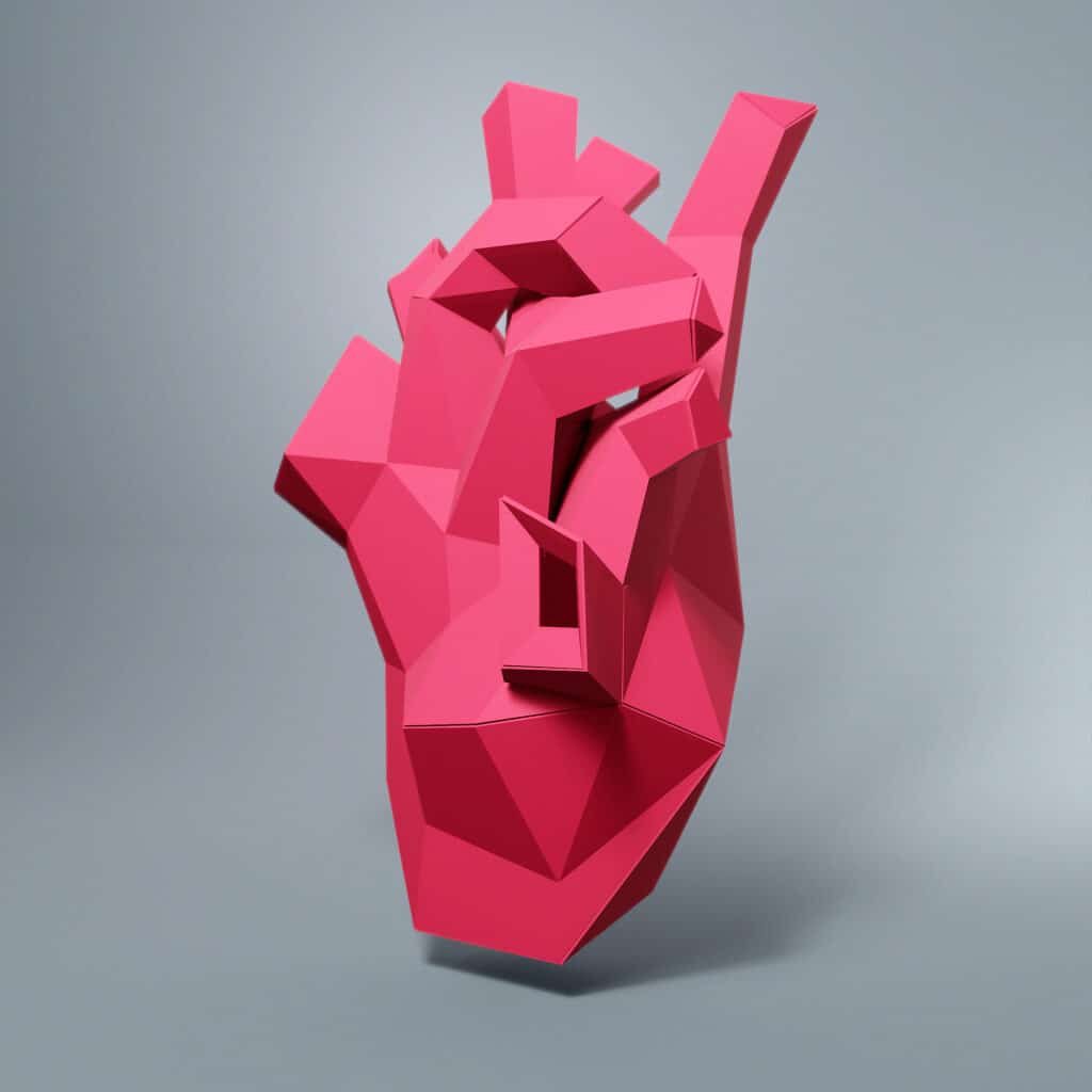 Papercraft de cœur anatomique en origami 3D