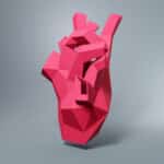 Papercraft de corazón anatómico en origami 3D