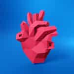 Papercraft de corazón anatómico en origami 3D